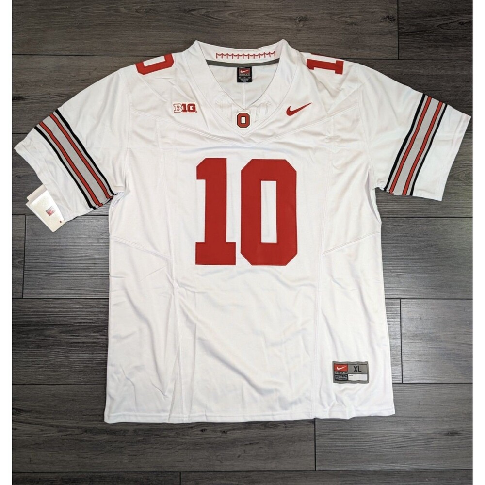 Julian Sayin #10 White Buckeye Stripe 2026 OSU Ohio State Football Jersey XL
